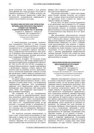 EPIDEMIOLOGY OF ALLERGIC R HINITS IN PUPILS OF THE REPUBLIC SAKHA(YAKUTIA)